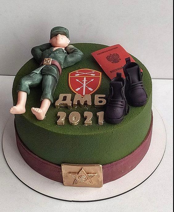 Army Theme Cake with Soldier Figurine