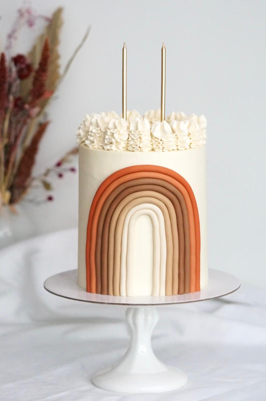 Rainbow Design Birthday Cake with Candles