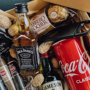 gift box with coca cola and jack daniels